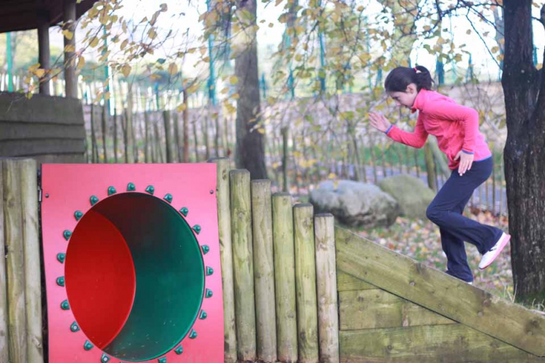 girl going up stairs